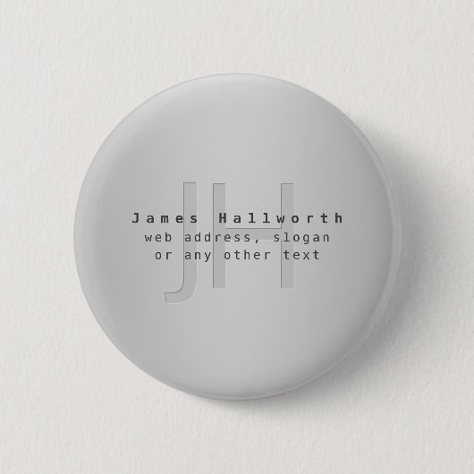 Moderne bewerkbare naam & slogan | Grijs verloop Ronde Button 5,7 Cm (Voorkant)