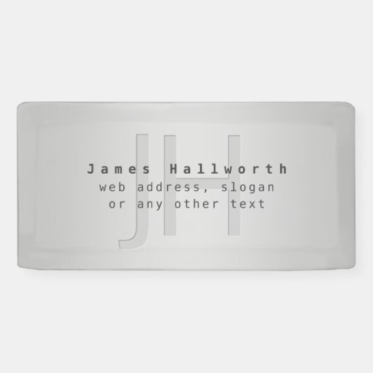 Moderne bewerkbare naam & slogan | Grijs verloop Spandoek (Horizontaal)