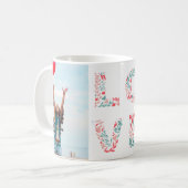 Moderne bewerkbare pastelroofliefde 2 fotoraster koffiemok (Voorkant links)