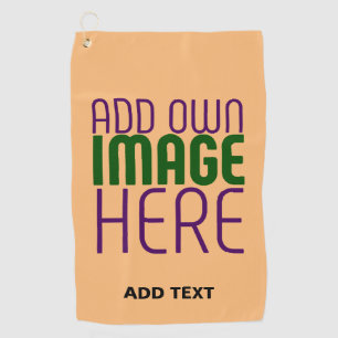 MODERNE BEWERKBARE PEACH ORANJE AFBEELDING TEKST S GOLFHANDDOEK
