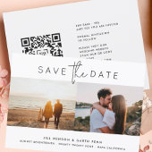 Moderne bewerkbare QR-code zwart-wit foto Save The Date