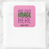 MODERNE BEWERKBARE SCHATTIGEE HOT ROZE AFBEELDING  VIERKANTE STICKER (Tas)