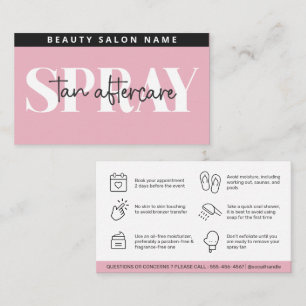 Moderne bewerkbare STenzij Spray Tan Aftercare Car Visitekaartje