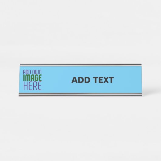 MODERNE BEWERKBARE SWAG SKY BLUE AFBEELDING TEKST  BUREAU NAAMBORDJE (Voorkant)