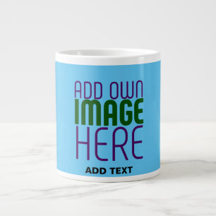 MODERNE BEWERKBARE SWAG SKY BLUE AFBEELDING TEKST  EXTRA GROTE BEKER