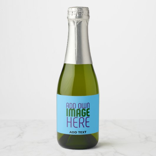 MODERNE BEWERKBARE SWAG SKY BLUE AFBEELDING TEKST  SPARKLING WIJNETIKET (Voorkant)