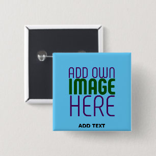 MODERNE BEWERKBARE SWAG SKY BLUE AFBEELDING TEKST VIERKANTE BUTTON 5,1 CM