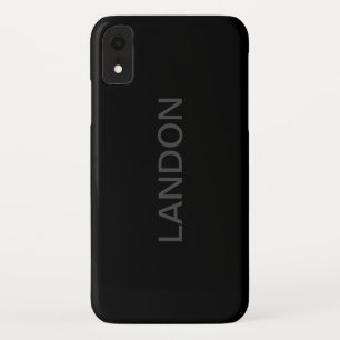 Moderne bewerkbare tekst Donkergrijs & Zwart iPhone XR Hoesje