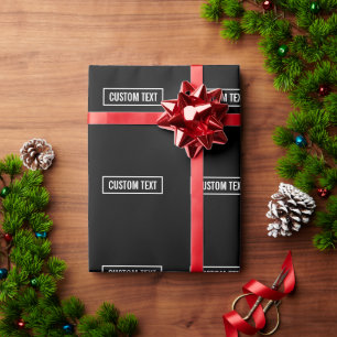 Moderne bewerkbare tekst in witte Logo-stijl Lijst Cadeaupapier
