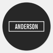 Moderne bewerkbare tekst in witte Logo-stijl Lijst Ronde Sticker (Voorkant)