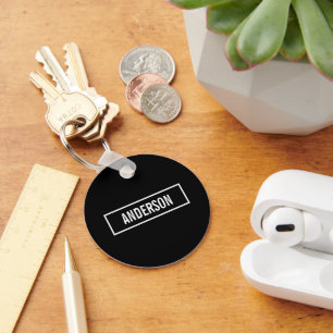 Moderne bewerkbare tekst in witte Logo-stijl Lijst Sleutelhanger