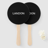 Moderne bewerkbare tekst | Zwart-wit Handwaaier (Voorkant en achterkant)