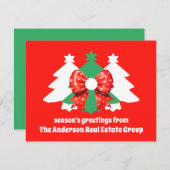 Moderne bewerkbare zakelijke kerstbomen feestdagenkaart (Voorkant / Achterkant)