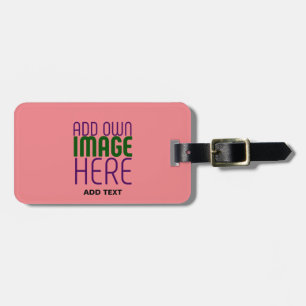 MODERNE BEWERKBARE ZALM ROZE AFBEELDING TEKST SJAB BAGAGELABEL