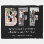 Moderne BFF Fotocollage Beste Vriend Besties Zwart Fleece Deken (Voorkant (Horizontaal))