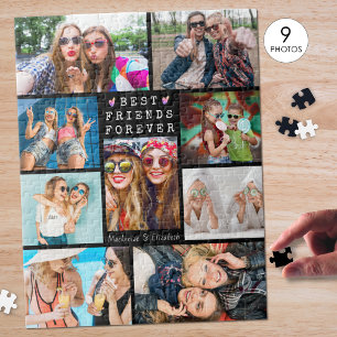 Moderne BFF VOOR ALTIJD 9 Fotocollage Zwart Legpuzzel