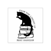 Moderne bibliotheek Cat Bookplate Rubberstempel (Afrduk)