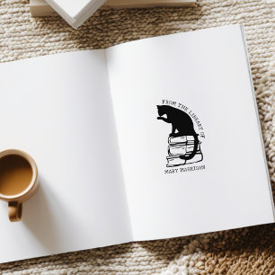 Moderne bibliotheekkat-boekplaat rubberstempel