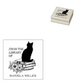 Moderne Bibliotheekkat met Bloemen Rubberstempel (Gestempeld)