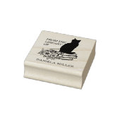 Moderne Bibliotheekkat met Bloemen Rubberstempel (Stempel)