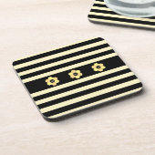 Moderne bijenhoningraten en -strepen bier onderzetter (Linkerzijde)