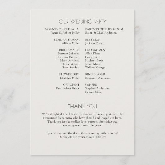 Moderne biologische bloemen scheider bruiloft programma (Achterkant)