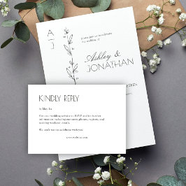 Moderne biologische bloemen scheider bruiloft RSVP kaartje