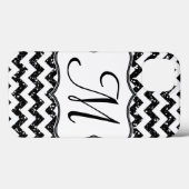Moderne Blac Glitt Chevron Girly Monogram Coque ip (Verso (horizontal))