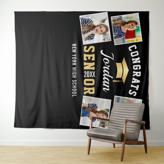 Moderne Black Afstuderen 4 Photo Booth Backdrop Wandkleed (In Situ (horizontaal))