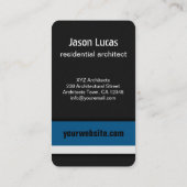 Moderne Black and Blue Architect Visitekaartjes (Achterkant)
