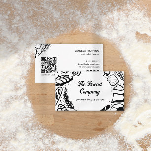 Moderne Black Baked Goods Border QR Code Bakkerij Visitekaartje