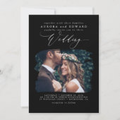 Moderne Black Boho trouwfoto Kaart (Voorkant)