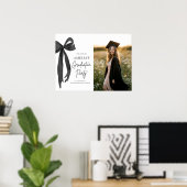 Moderne Black Bow Coquette Afstudeerfeest Welkom Poster (Thuiskantoor)