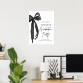 Moderne Black Bow Coquette Afstudeerfeest Welkom Poster (Thuiskantoor)