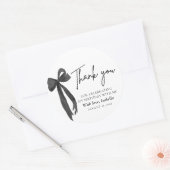 Moderne Black Bow Coquette Verjaardag Bedankt Ronde Sticker (Envelop)
