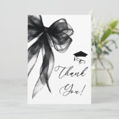 Moderne Black Bow Graduation Party Bedankkaart (Staand voorkant)