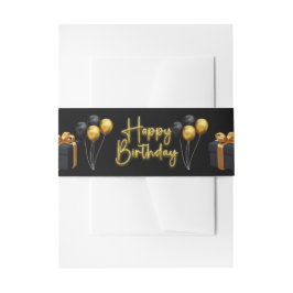 Moderne Black en Gold verjaardag Uitnodigingen Wikkel