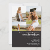 Moderne Black Gold 4 Faire-part de graduation phot (Dos)