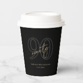 Moderne Black Gold 90ste Verjaardagsfeestje Papier Papieren Bekers (Voorkant)