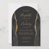 Moderne Black Gold Agaat Dark Arch Wedding Kaart (Voorkant)