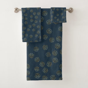 Moderne Black Gold Floral Motif tendance Serviette