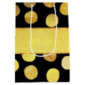 Moderne Black Gold Foil Confetti Stippen Medium Cadeauzakje (Achterkant)