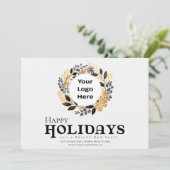 Moderne Black Gold Krans Kerst Bedrijf Happy Feestdagenkaart (Staand voorkant)