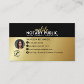 Moderne Black Gold Mobile Notaris Openbare QR-code Visitekaartje (Voorkant)