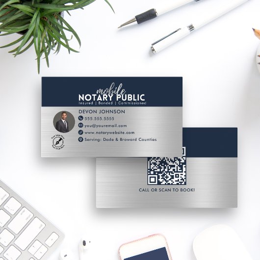 Moderne Black Gold Mobile Notaris Openbare QR-code Visitekaartje