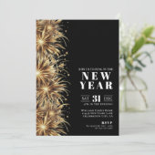 Moderne Black Gold Oud en Nieuw-feestje Kaart (Staand voorkant)