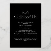 Moderne Black Gold Photo Arch Afstudeerfeest Folie Uitnodiging (Achterkant)