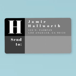 Moderne Black & Grey Block Return-adres en verzend Etiket