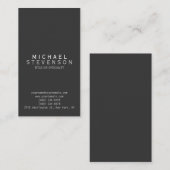 Moderne Black Grey Simple Carte de visite simple (Devant / Derrière)