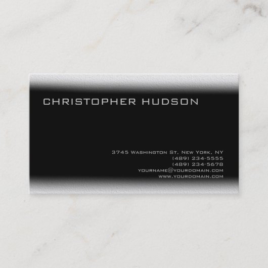 Moderne Black Grey Simple Carte de visite simple (Devant)